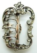 A 19thC white metal buckle set with foiled paste