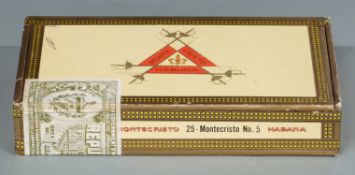 Twenty five Montecristo No.5 cigars, sealed in original box.