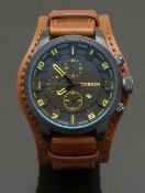 Curren gentleman's military style wristwatch ref. 8225 with date aperture, subsidiary seconds dials,