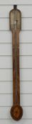 Georgian style stick barometer in mahogany case with boxwood string inlay, the silvered prediction