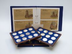 Thirty six silver medals 'The Beauty of Britain's Churches', with certificates and booklet