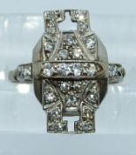 Art Deco ring set with diamonds, 4.2g, size K