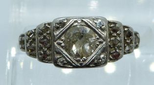 Art Deco platinum ring set with diamonds, 4.2g, size M/N