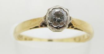 An 18ct gold ring set with a diamond of approximately 0.2ct, 2.3g, size M
