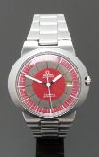 Omega Dynamic gentleman's automatic wristwatch with date aperture, red and silver dial, luminous