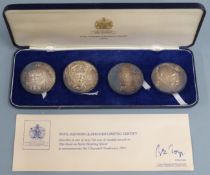 Toye, Kenning and Spencer Ltd Churchill Centenary 1974 commemorative silver coin set comprising four