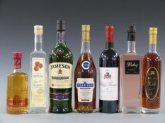 Seven bottles of various wines, spirits and liqueurs comprising Jameson Signature Reserve Irish