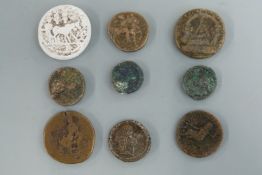Nine bronze Roman coins, smallest 18mm, largest 33mm
