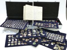 Two metal collector's cases containing metal detectorist finds, to include coins, artefacts,