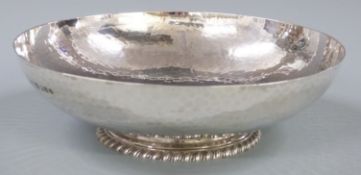 George V Art Deco / Arts and Crafts bowl with hammered finish, London 1934 maker's mark CE, diameter