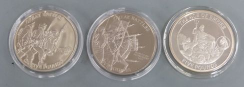 Three Westminster Coins, 'Great Battles' commemorative silver coins, with certificates