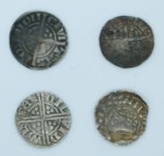 Four Angevin and Plantagenet English hammered silver pennies to include John short cross, Henry III,