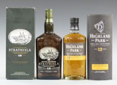 Strathisla aged 12 years Highland Malt Scotch Whisky, 1L, 43%, in original box and Highland Park