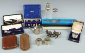 Two cased hallmarked silver teaspoons, cased set of six Harrods hallmarked silver teaspoons, cased