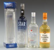 Four bottles of assorted vodka comprising Wodka Zoladkowa Gorzka Polish vodka, 700ml, 38% vol,