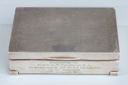 George VI hallmarked silver cigarette case engraved to front with military interest presentation