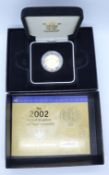 Elizabeth II 2002 proof gold full sovereign, shield reverse, cased with booklet, certificate no