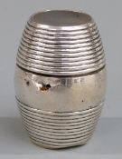 Georgian white metal possibly provincial silver nutmeg or similar holder with screw off top, in