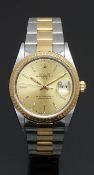 Rolex Oyster Perpetual Date gentleman's automatic wristwatch ref. 15223 with date aperture, gold