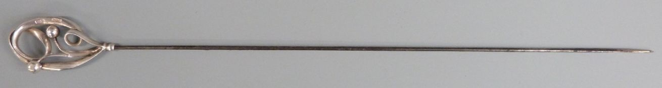 Art Nouveau Charles Horner hallmarked silver hat pin, length 24cm