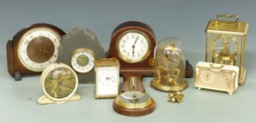 A collection of 20thC clocks to include automaton, anniversary, Smiths electric, Metamec carriage,