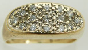 A 9ct gold ring set with cubic zirconia, 2.9g, size K