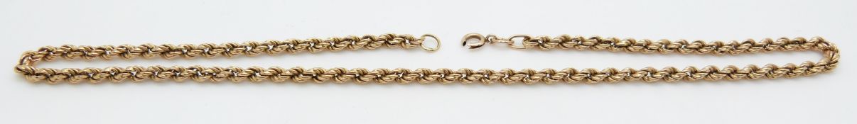 A 9ct rose gold rope twist necklace, 7.3g