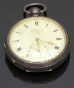 H Samuel of Manchester hallmarked silver open faced pocket watch with inset subsidiary seconds