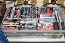 A box containing a large quantity of DVD's