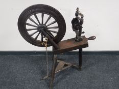 An antique spinning wheel