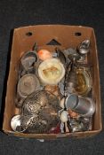 A box containing antique plated wares,