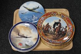 A tray containing Coalport and Wedgwood RAF collector's plates,