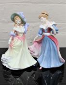 Two Royal Doulton china figurines : Katie, HN 3360, height 22 cm, together with Amy, HN 3316,