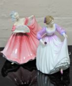 Two Royal Doulton china figurines : Elaine, HN 3307, height 18 cm, together with Ashley, HN 3420,