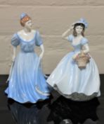 Two Coalport china figurines : Adele, height 22 cm, and Christina, height, 20 cm.