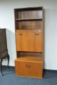 A G Plan teak bureau bookcase fitted double door cupboard below