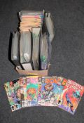 A box containing a small quantity of loose comics together with five folders of comics, Terminator,