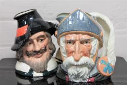 Two Royal Doulton character jugs : Don Quixote, D 6455, height 19 cm, and Guy Fawkes, D6861,