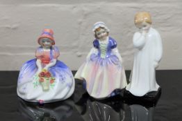 Three Royal Doulton china figurines : Monica, HN 1467, height 10 cm, together with Dinky Do,