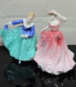 Two Royal Doulton china figurines : Ellen, HN 3992, height 22 cm, together with Janette, HN 3420,