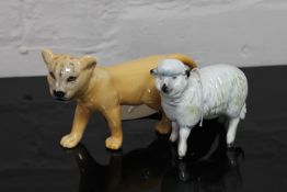 A Beswick china figure - Lion cub, facing left, model 2098, height 10 cm,