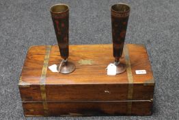 A Victorian brass-bound rosewood writing slope,