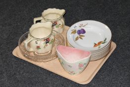 A tray containing Maling lustre vase, eight Royal Worcester Evesham bowls,