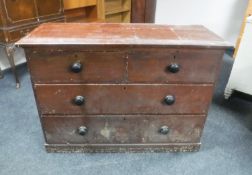 A Victorian pine four drawer chest