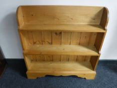 A set of pine open bookshelves