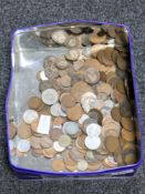 A tin of a quantity of pre-decimal British coinage,