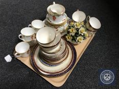 A tray of twenty pieces of Grafton tea china, Royal Grafton Majestic tea china, wall plates,