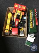 An Eddie Stobart large scale truck and trailer, box of remote control vehicle,