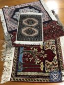 Five small fringed eastern prayer rugs
