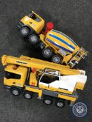 A large scale JCB flat bed truck,